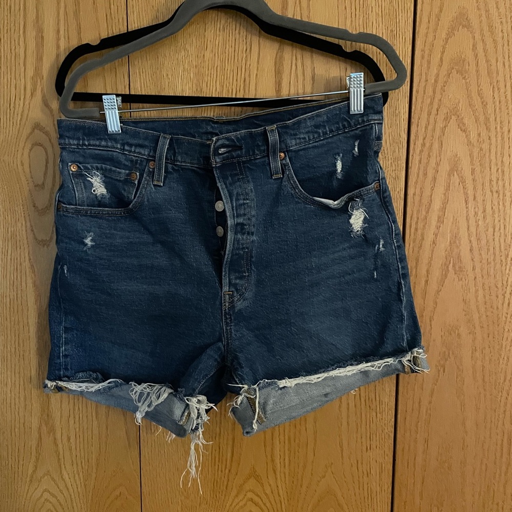 Levi's Midnight Blue Ripped Jean Shorts